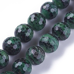 Natürliche Rubin in Zoisit Perlen Stränge, facettiert, Runde, 16 mm, Bohrung: 1 mm, ca. 24 Stk. / Strang, 15.5 Zoll (39.5 cm)