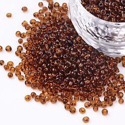 12/0 Perlas de semillas de vidrio, colores transparentes, café, 2 mm de diámetro, agujero: 0.6 mm, aproximamente 30000 unidades / libra