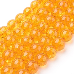 Natürlichem Quarz-Kristall-Perlen Stränge, Runde, gefärbt und erhitzt, golden, 12 mm, Bohrung: 2 mm, ca. 16 Stk. / Strang, 8 Zoll