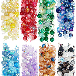 Perles de verre arricraft 8 couleur, rond & étoile de mer & poisson & rondelle, mixedstyle, couleur mixte, 2~14x2~10x1~8.5mm, Trou: 0.8~1.5mm