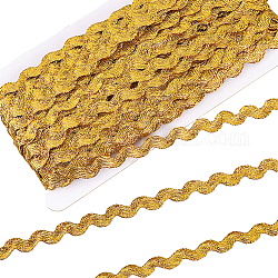 Cinta de poliéster metalizado con patrón de ondas brillantes, oro, 1/4 pulgada (7.5 mm), aproximadamente 27.34 yarda (25 m) / tarjeta