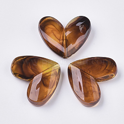 Perline acrilico trasparente, gemstone imitato, cuore, sella marrone, 27.5x33x8.5mm, Foro: 3 mm