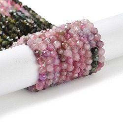 Chapelets de perles en tourmaline naturelle, ronde, facette, Grade a, 4mm, Trou: 0.7mm, Environ 98~101 pcs/chapelet, 15.35''~15.55'' (39~39.5 cm)
