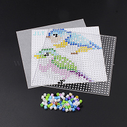 DIY Melty Beads Fuse Beads Sets: Fuse Beads, ABC Plastic Pegboards, Pattern Paper, and Ironing Paper, Bird Pattern, Square, Colorful, 14.7x14.7cm