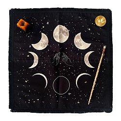 Tappetini per altare in velluto, Tovaglia con cielo stellato e fasi lunari, panno di carta dei tarocchi, quadrato, nero, 600x600mm