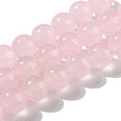 Chapelets de perles en jade de malaisie naturelle et teinte, ronde, rose, 8mm, Trou: 1.0mm, Environ 48 pcs/chapelet, 15 pouce