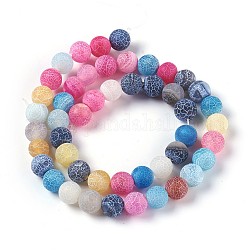 Natural Weathered Agate Beads Strands, Dyed & Heated, Round, Mixed Color, 8mm, Hole: 1.2mm, about 48pcs/strand, 14.37 inch