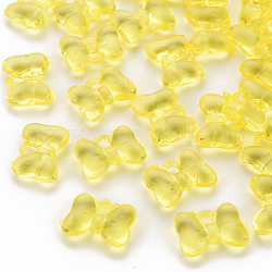 Pendentifs en acrylique transparent , bowknot, jaune, 13.5x18x5.5mm, Trou: 2.5mm, environ 625 pcs/500 g