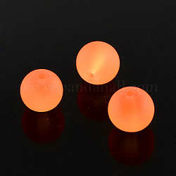 Chapelets de perles en verre transparent, mat, ronde, orange foncé, 12mm, Trou: 1.3~1.6mm, Environ 70 pcs/chapelet, 31.4 pouce