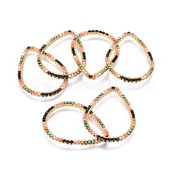 Miyuki & toho perles de rocaille japonaises faites à la main, avec anneaux en laiton, motif de tissage, larme, or, colorées, 25x34~35.5x1.6mm