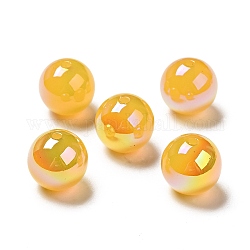 УФ-покрытие непрозрачные радужные переливающиеся акриловые бусины, круглые, золотые, 15~16x15 мм, отверстие : 2 мм