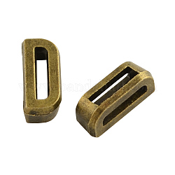 Tibetan Style Alloy Letter Slide Charms, Cadmium Free & Nickel Free & Lead Free, Letter.D, 11x2~8x4mm, Hole: 7x2mm