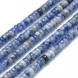 Fili di perle di diaspro macchia blu naturale, Rotondo piatto / disco, 3.8~4.2x2~4.5mm, Foro: 0.8~1 mm, circa 152~180pcs/filo, 15.1~15.5 pollice (38.5~39.5 cm)