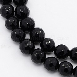 Черный камень бисер нитей, окрашенные, граненые, круглые, 8 мм, отверстие : 1 мм, около 47 шт / нитка, 15 дюйм