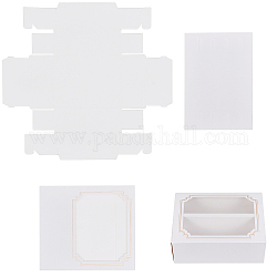 Коробка для торта, с окном из ПВХ, картонные коробки подарочные упаковки для печенья, маленькие пирожные, оладья, прямоугольные, белые, коробка: 15.7x12.8x5.2 см
