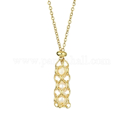 Collar con colgante de perlas naturales, bolsa de macramé 304 collar de acero inoxidable, dorado, 19.21 pulgada (48.8 cm)