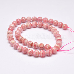 Natural Argentina Rhodochrosite Beads Strands, Round, 8mm, Hole: 1mm, about 46pcs/strand, 14.9 inch(38cm)