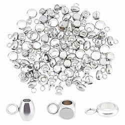 DICOSMETIC 90Pcs 3 Styles Bail Beads Charms Stainless Stee Barrel Hanger Links Ring and Cube Bail Beads Link Connector for Bracelet Necklace DIY Jewelry Making, Hole: 1.6~2mm