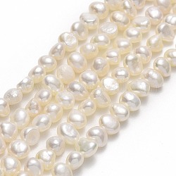 Hebras de perlas de agua dulce cultivadas naturales, dos lados pulidos, lino, 4.5~5x4.5~5x3.5mm, agujero: 0.6 mm, aproximamente 79~82 pcs / cadena, 14.17~14.29'' (36~36.3 cm)