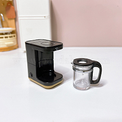 Mini-Kaffeemaschine aus Kunststoff, für Puppenhauszubehör, das Requisitendekorationen vortäuscht, Schwarz, 35x22x36 mm