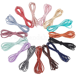 Cordons élastiques en nylon 15 brins 15 couleurs benecreat, pour les accessoires de cheveux bricolage, plat, couleur mixte, 3mm, environ 2.19 yards (2 m)/fil, 1strand / couleur
