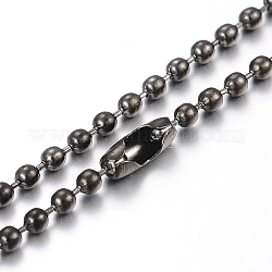 304 ожерелья из нержавеющей стали из нержавеющей стали, круглые, электрофорез черный, 23.6 дюйм (60 см), 1.5 мм