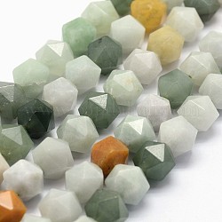 Chapelets de perles naturelles de jade du Myanmar/jade de Birmanie, facette, étoiles du nord, 8x8mm, Trou: 0.8mm, Environ 49 pcs/chapelet, 15.3 pouce