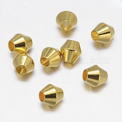 Perline di distanziatore in ottone, bicono, oro, 4x4mm, Foro: 1 mm