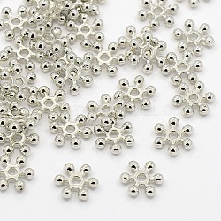 Perline in lega di zinco distanziali,  cadmio& piombo libero, con un foro, fiocco di neve, platino, 10x2.5mm, Foro: 1.5 mm