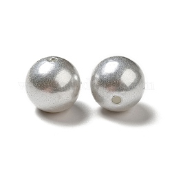 Perle di perle imitazione plastica abs, tondo, argento, 15~16x15mm, Foro: 2 mm