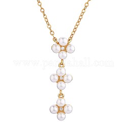 Shell Perle Perlen Blume Anhänger Halskette für Frauen, 925 Charms-Halskette aus Sterlingsilber, Geschenke für Weihnachten, Geburtstag, golden, 15.75 Zoll (40 cm)