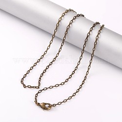 Brass Cable Chain Necklaces, with Lobster Claw Clasps, Antique Bronze, 27.2 inch(69.3cm), 2mm