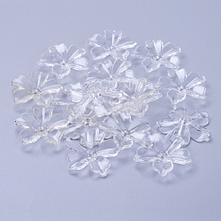 Blume Acryl-Perlen, transparente klare Blütenperlenkappen, ca. 29 mm lang, 6 mm dick, Bohrung: 2 mm