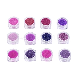 Decoración de uñas diy con mini cuentas de vidrio, diminutas cuentas de uñas caviar, Cuentas de vidrio piezo y cuentas de semillas de vidrio., redondo y chip, púrpura, púrpura: 29x15 mm