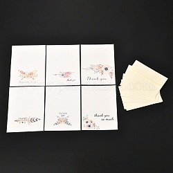 Papier Dankeschön Grußkarten und Umschläge, Rechteck mit Blumenmuster, weiß, Grußkarte: 100x150.5x0.9mm, umhüllen: 108.5x160x0.8mm