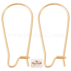 Beebeecraft 50Pcs/Box Kidney Earring Hooks 18K Gold Plated Kidney Ear Wires Earring Hooks 10.5x25mm Dangle Wire for Jewelry Making