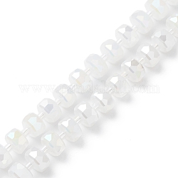 Glass Imitation Jade Beads Strands, AB Color Plated, Faceted, Rondelle, Wheat, 8x5mm, Hole: 1.2mm, about 80pcs/strand, 20.47''(52cm)