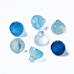 Charmes de calcédoine naturelle, teinte, lotus, Dodger bleu, 8~10x10mm, Trou: 1mm
