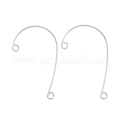 316 Stainless Steel Ear Cuff Findings, Climber Wrap Around Non Piercing Earring Findings with 2 Loop, Rose Gold, 59x37x0.5mm, Hole: 4mm