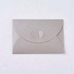 Enveloppes papier mini perle couleur rétro blanc, enveloppe d'invitation de fête de mariage, enveloppe de cadeau de bricolage, enveloppes à fermeture cœur, rectangle, couleur d'argent, 7.2x10.5 cm