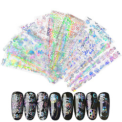 Shiny Laser Nail Glitter Stickers, Nail Art Transfer Foil Tips, Mixed Color, 20x4cm, 10sheet/set