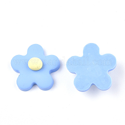 Handmade Polymer Clay Cabochons, Flower, Light Sky Blue, 24x24x8.5mm