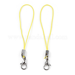 Sangles mobiles en corde polyester, avec les accessoires en alliage de platine plaqués, jaune, 6.5~7 cm