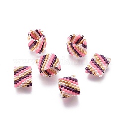 Miyuki & toho perles de rocaille japonaises faites à la main, motif de tissage, anneau, colorées, 14~15x9.5~10x3.5~4mm