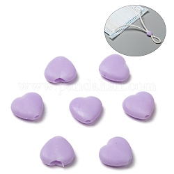 Heart PVC Plastic Cord Lock for Mouth Cover, Anti Slip Cord Buckles, Rope Adjuster, Lilac, 9.5x10x3.5mm, Hole: 2x4mm