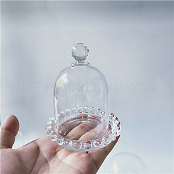 Cubierta de cúpula de vidrio, vitrina decorativa, terrario de campana cloche con base de vidrio, Claro, 120x125mm