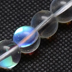 Synthetical Moonstone Beads Strands, Holographic Beads, Dyed, Round, Clear, 12mm, Hole: 1mm, 15.75inch