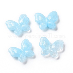 Opaque Acrylic Beads, Glitter Beads, Butterfly, Light Sky Blue, 17x20x5.5mm, Hole: 1.6mm, about 415pcs/500g