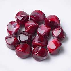 Акриловые бусины, Стиль имитация драгоценных камней, самородки, темно-красный, 15.5x12x12 мм, отверстие : 1.8 мм, Около 310 шт / 500 г