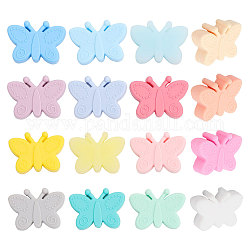 CHGCRAFT 16Pcs 16Colors Butterfly Silicone Beads Pen Beads Silicone Loose Spacer Beads for DIY Necklace Bracelet Earrings Keychain Crafts Jewelry Making
